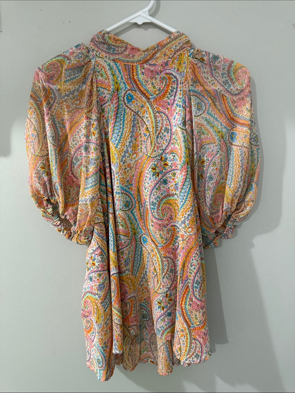 entro Paisley Puff-Sleeve Blouse in Pink Multi